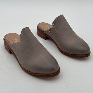 FOWT Grey Round Toe Mules Slip On Retro Loafer Low Block Heel Slides Slippers